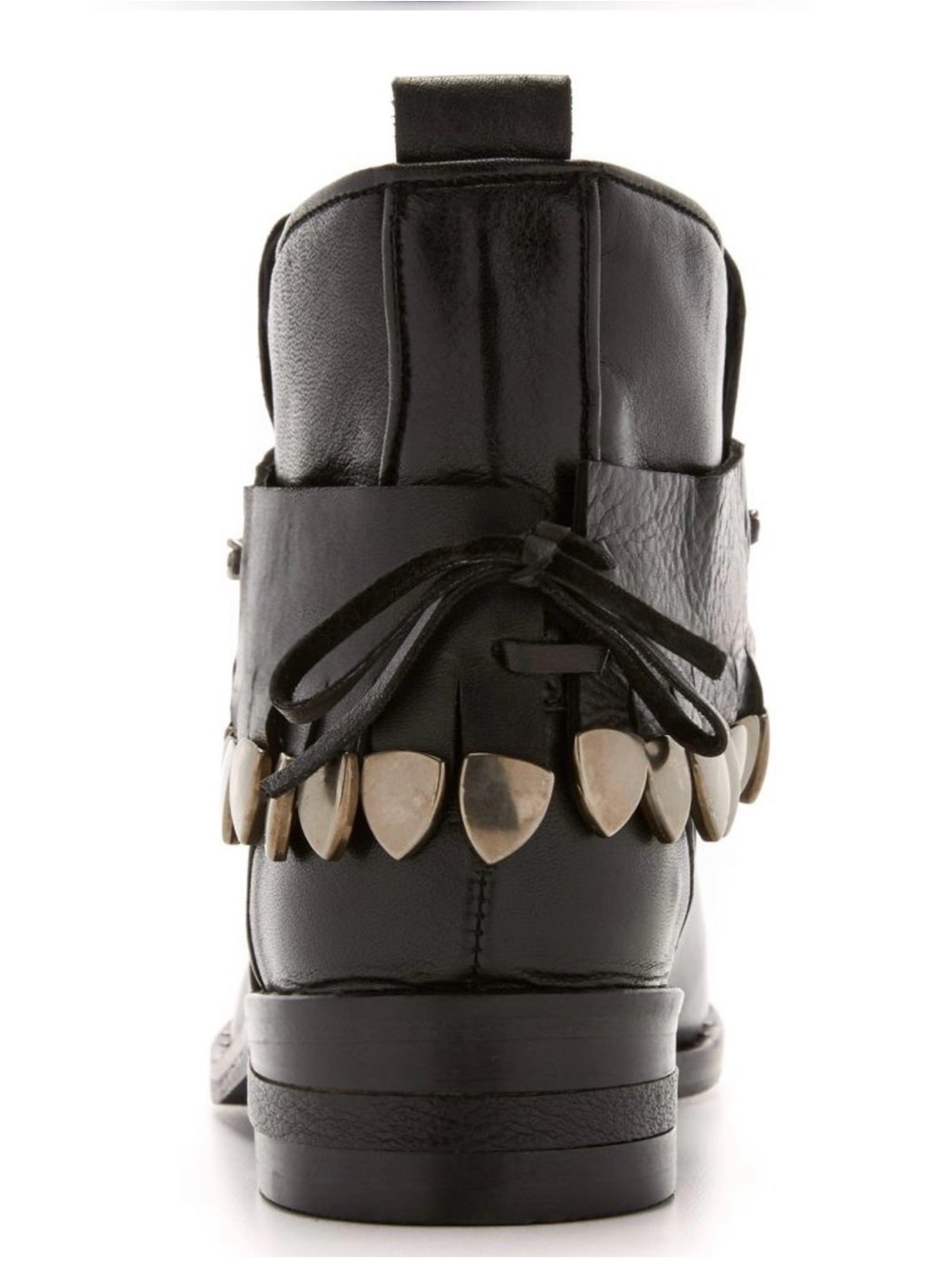 Freda Salvador Star Bootie — Black Leather — Silver Chain & Stud Detail - size 8 - Picture 3 of 11